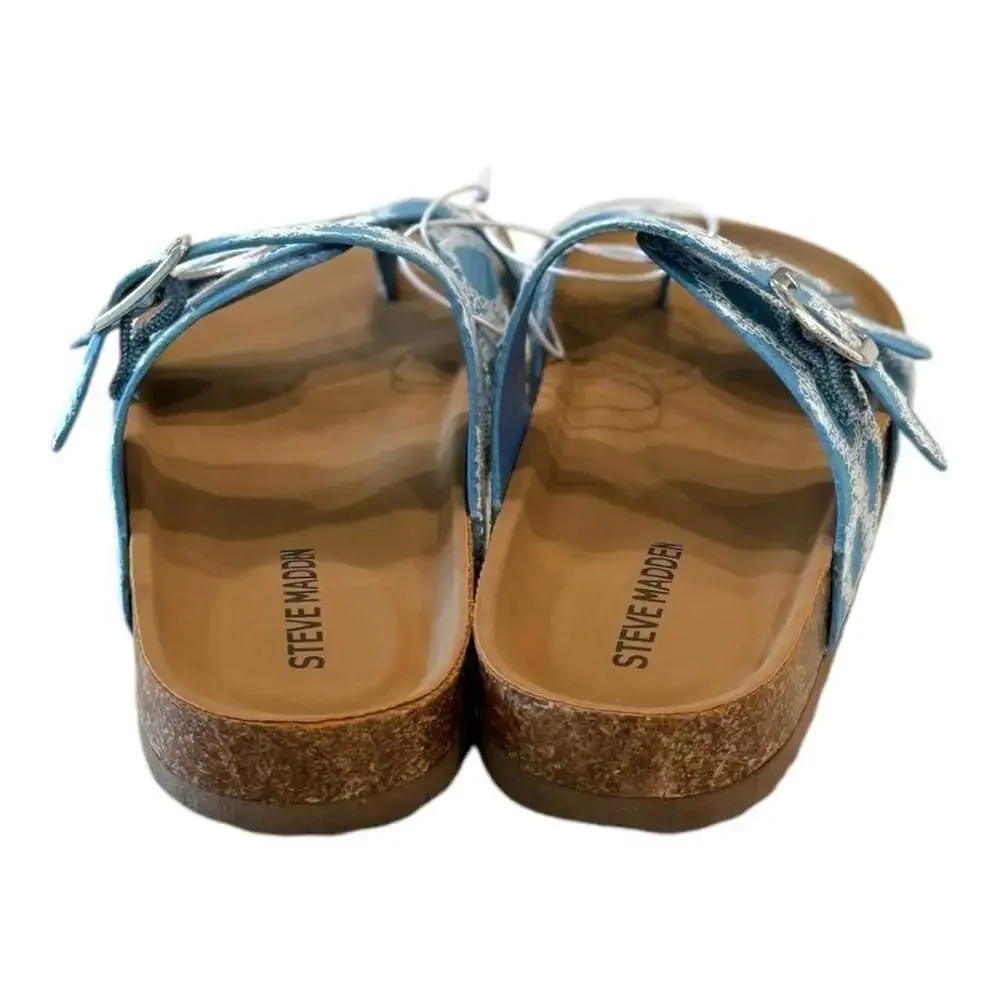 Steve Madden Kids Blue and White Denim Beach Slide Sandal Size 13
